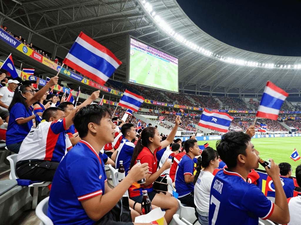 แฟนบอลไทยเชียร์ทีมฟุตบอลในสนามแข่งขันฟุตบอลโลก 2026 เดิมพันบอลโลกรอบชิง