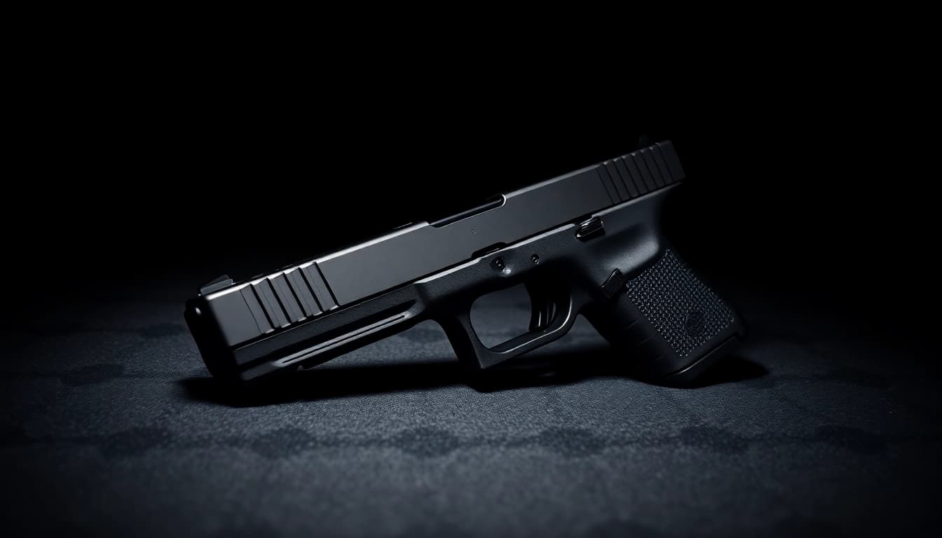 Showcasing a Glock 43 slide, highlighting its design and features.