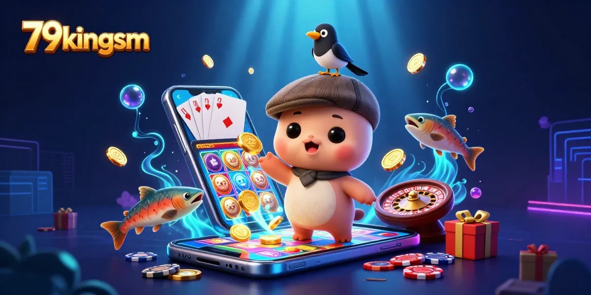 Engage with the thrilling world of 79kingsm featuring cartoon Nessie, gold coins, and vibrant slot games.