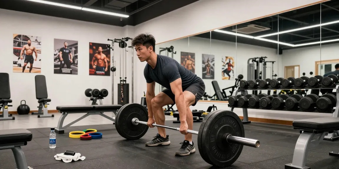 Bodybuilder lifting weights at the Steroid Shop gym for muscle growth