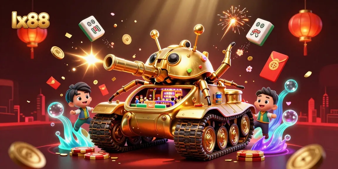 Experience the excitement at lx88 with a vibrant casino tank showcasing festive gaming elements.