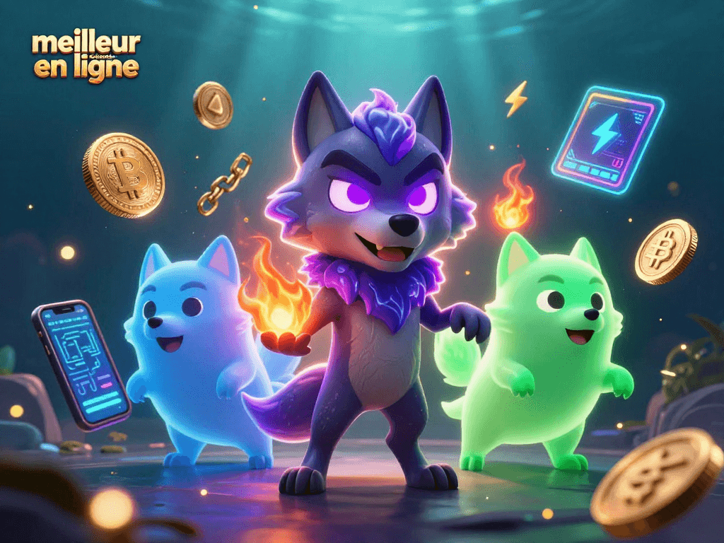 Jouez avec le meilleur casino en ligne et découvrez des jeux captivants entourés de pièces crypto et d'énergie animée.