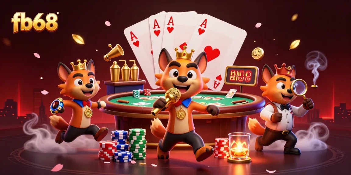 Experience the vibrant atmosphere of fb68 with animated hyenas in a lively casino scene.