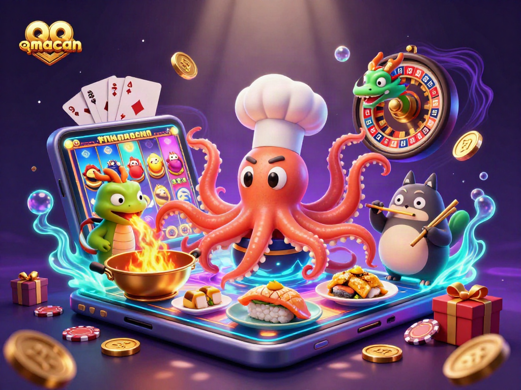 Experience thrilling wins with qqmacan's vibrant slot games, featuring exciting symbols and animated characters.