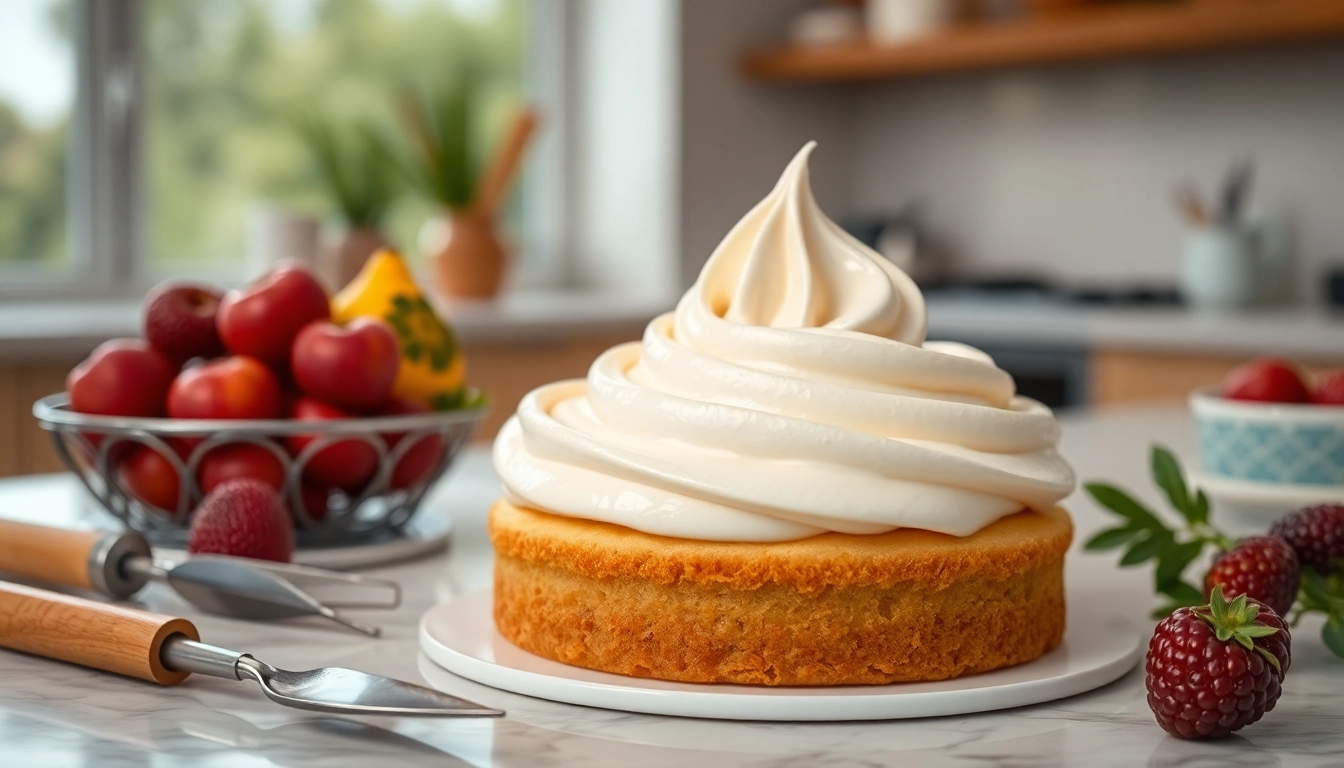 Bereid mousseline crème met een rijke, smaakvolle textuur op een elegante cake.