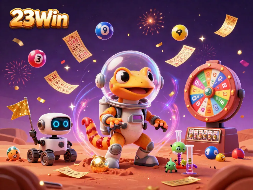 Experience thrilling gaming at 23Win with vibrant lottery elements and a fantastic Martian theme!