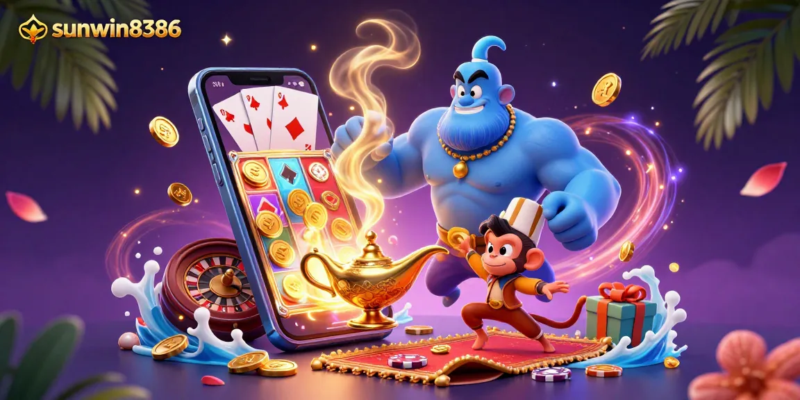 Experience thrilling gameplay with sunwin8386 as the genie bursts forth alongside dazzling gaming elements.