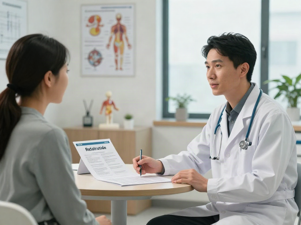 Engaged conversation about retatrutide at https://noxpeptides.ca/product/retatrutide/ in a modern clinical consultation.