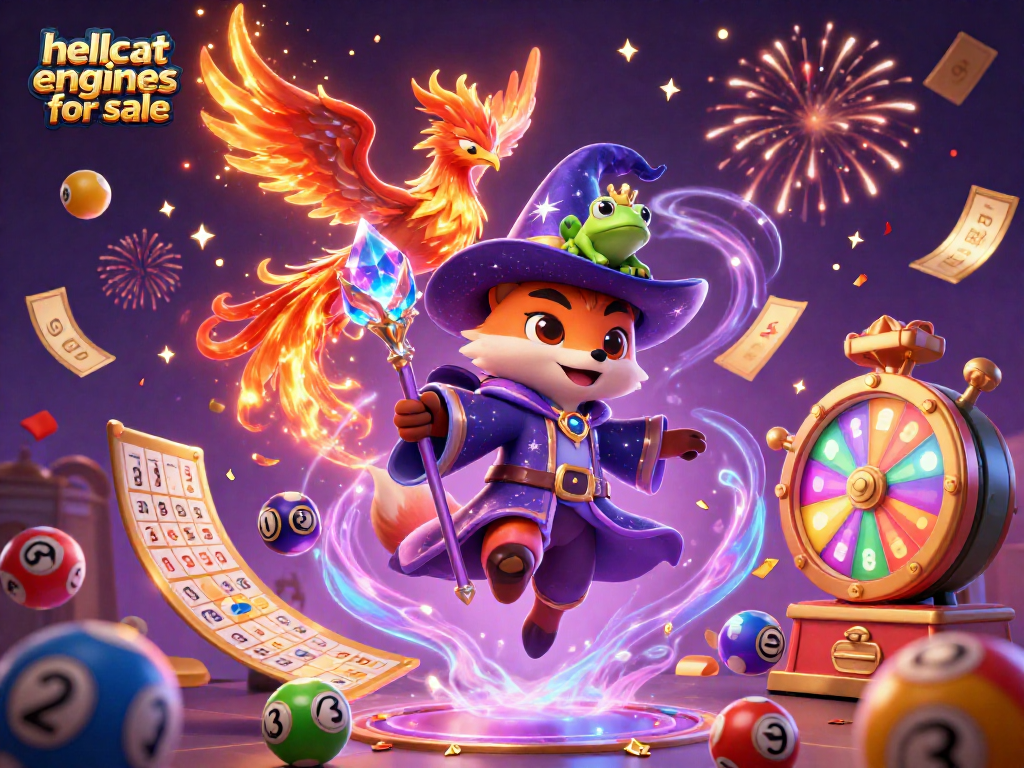 Experience the excitement of winning with hellcat engines for sale amidst colorful lottery elements.