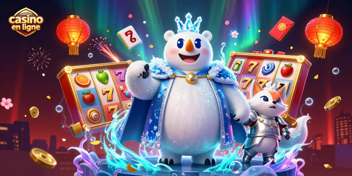 Profitez du meilleur casino en ligne avec un roi polaire et un renard sous une aurore boréale.