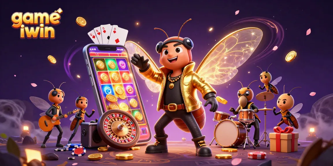 Immerse in the excitement of game iwin with a dynamic casino-themed illustration featuring vibrant characters and elements.
