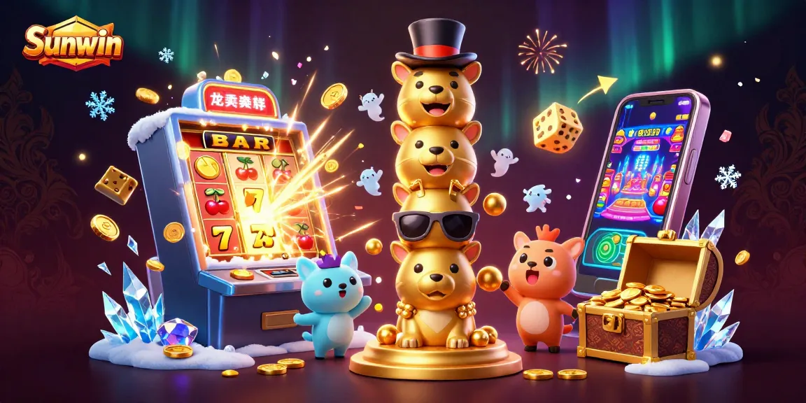Experience thrilling gameplay with Sunwin's intricate 3D casino illustration showcasing dynamic action.