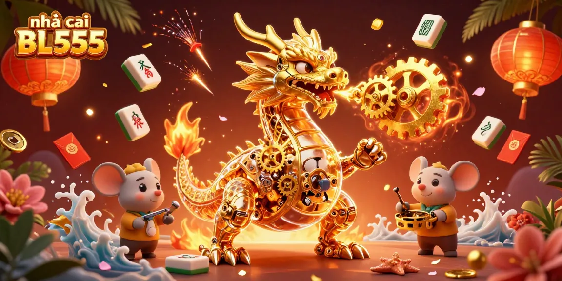 Engage with nhà cái BL555 as you experience the golden dragon and festive casino elements.