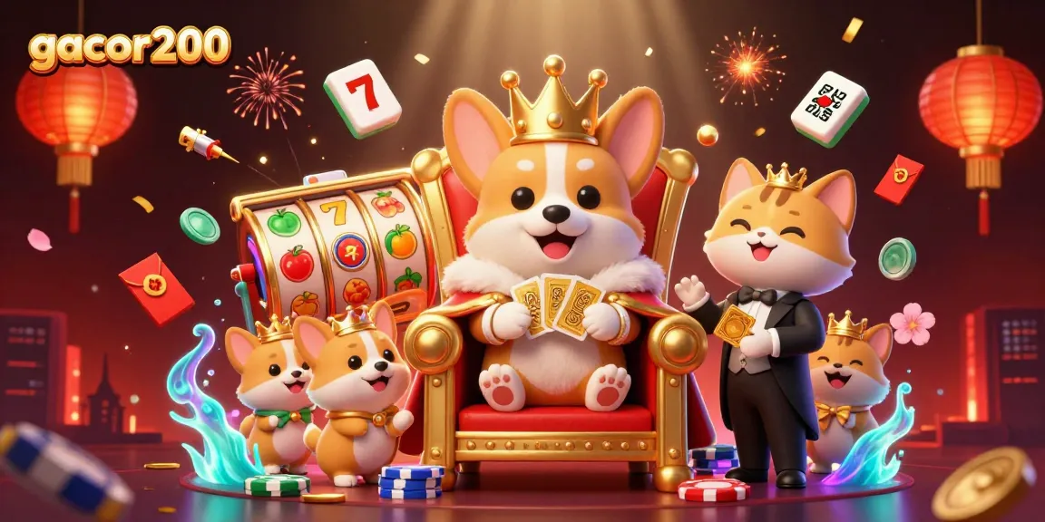 Gacor200 memberikan kesan megah dengan corgi royal dan elemen slot yang meriah.