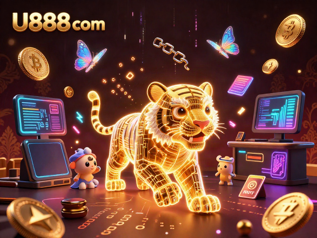Experience the vibrant excitement of U888 com in a neon-lit digital casino landscape