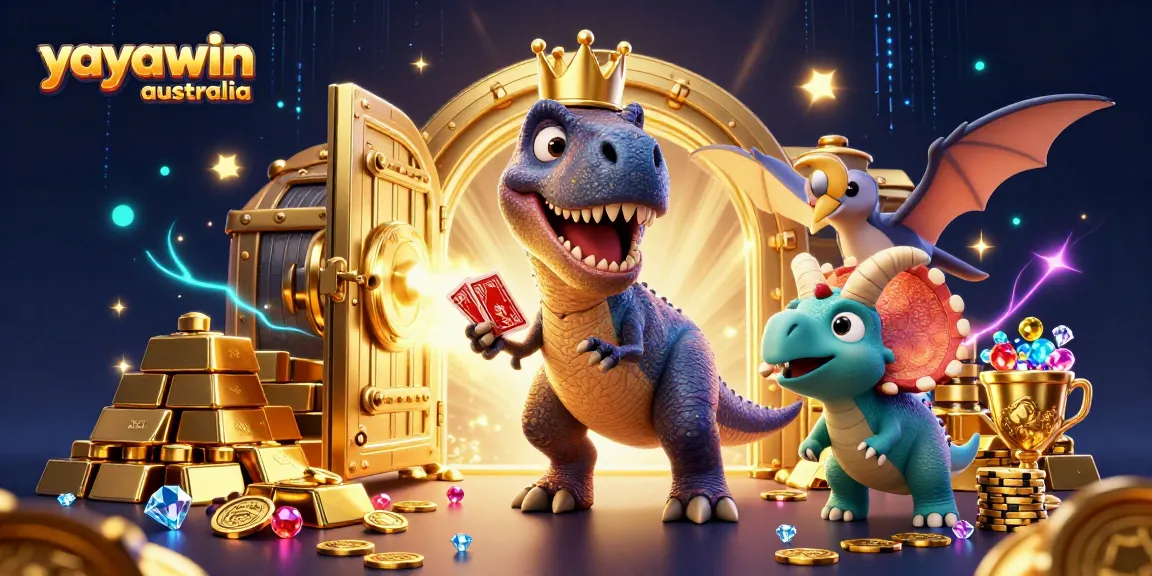 Experience the excitement of yayawin australia with T-Rex card shuffling and dinosaur-themed casino fun.