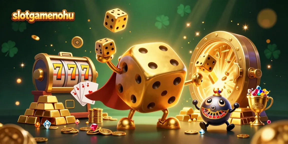 Experience thrilling gameplay at slotgamenohu with a golden dice golem and dynamic casino elements.
