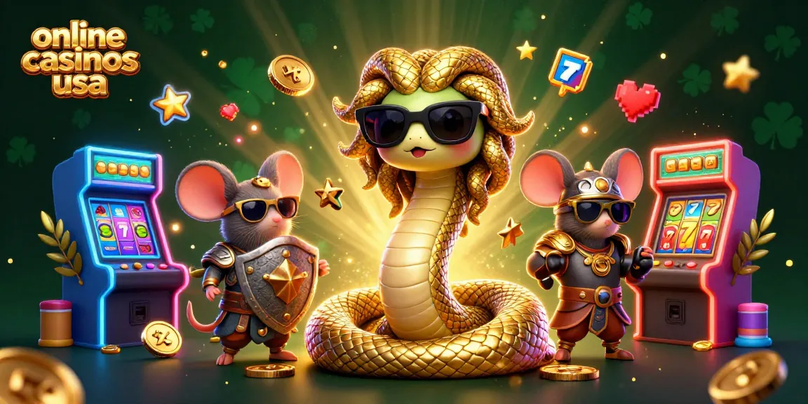 Engage with the vibrant online casinos usa scene featuring Medusa, arcade games, and slot reels.
