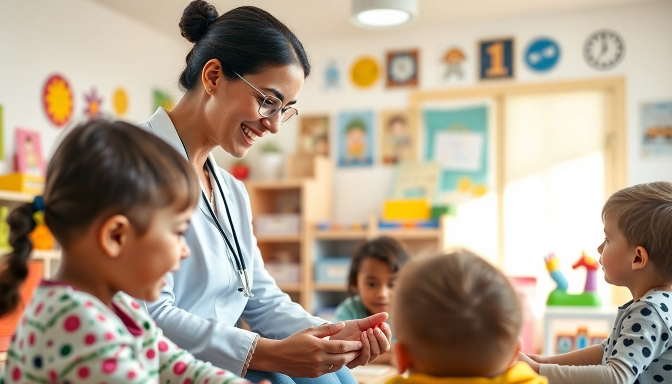 Engaging ABA therapy in Troy session highlighting a therapist interacting with children.