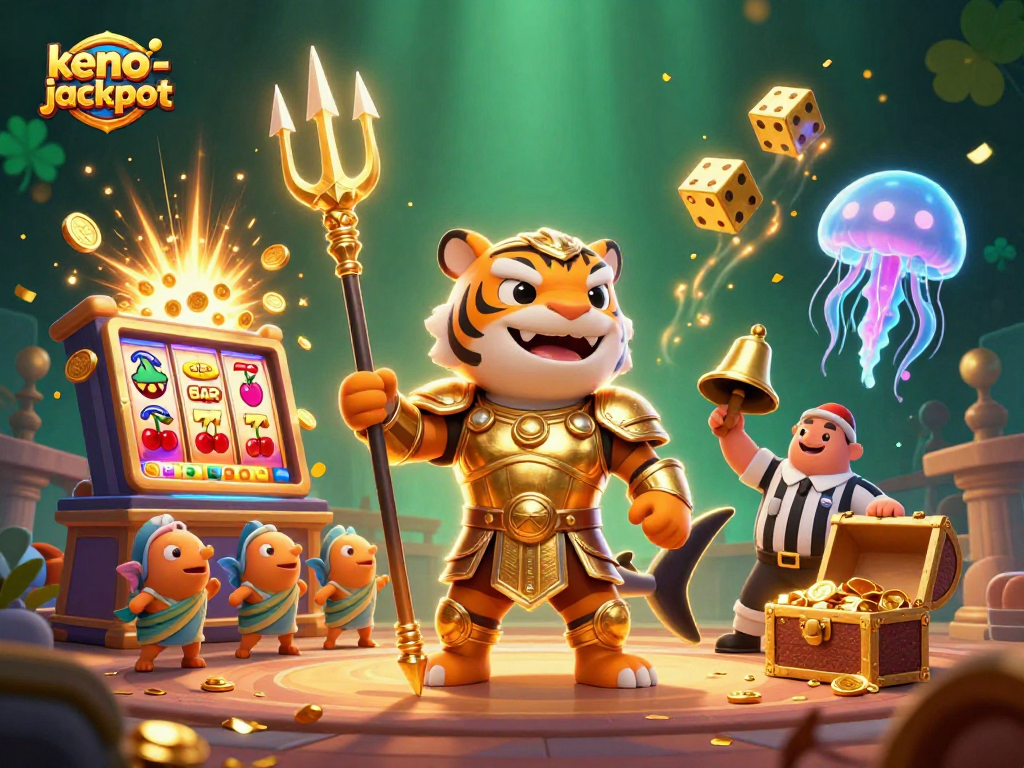 Engage in the thrilling keno-jackpot game with an epic aquatic showdown featuring a fierce shark and exciting rewards.