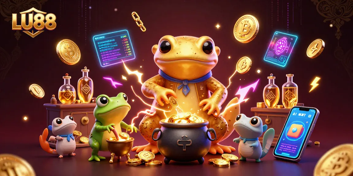 LU88 promotes exhilarating gaming with an enchanting alchemist scene featuring golden elements.