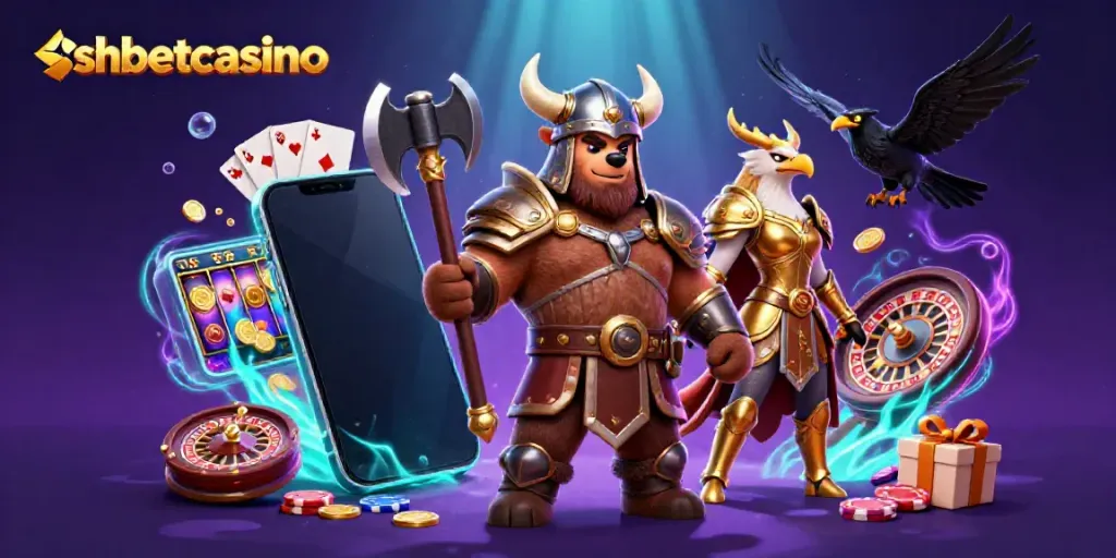Engage in exciting games at shbetcasino with vibrant characters and dynamic casino elements.