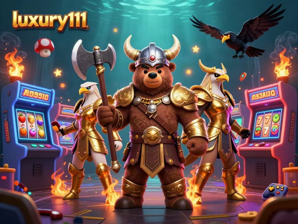 Experience luxury111 with vibrant 3D casino visuals featuring thrilling slot machines and classic gaming elements.