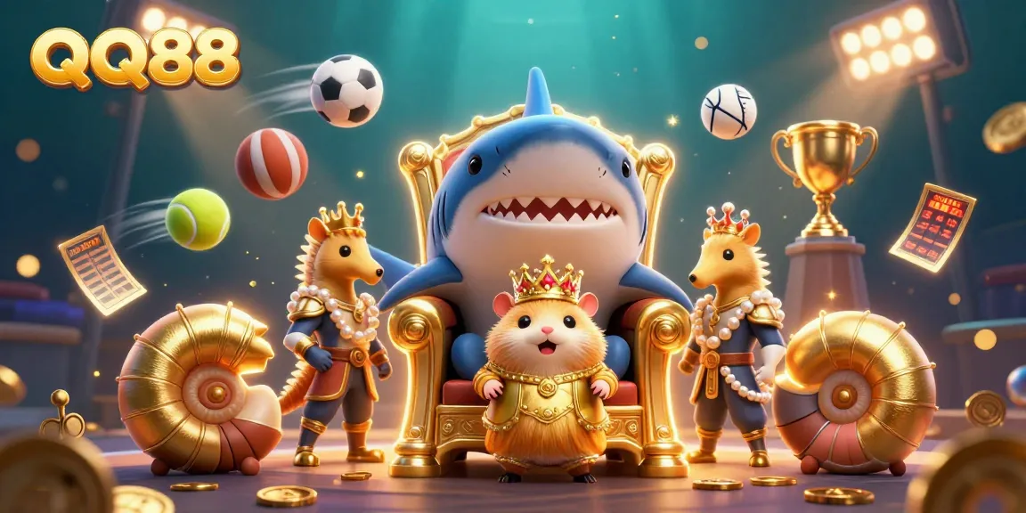 Experience thrilling gaming adventures with QQ88, featuring a majestic hamster king and dynamic sports elements.