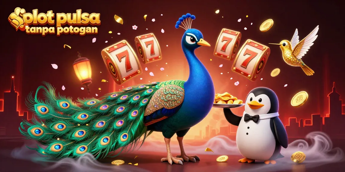 Slot pulsa tanpa potongan, ilustrasi kasino menunjukkan simbol keberuntungan dan karakter menarik dalam konteks perjudian.