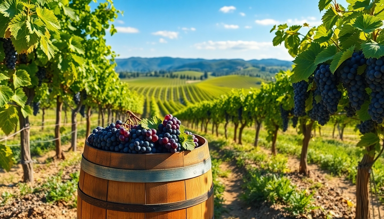 Harvesting bulk wine Clarksburg California from a sunny vineyard with lush grapevines.