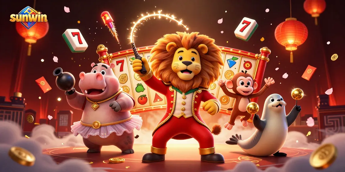Spin the reels with sunwin's vibrant characters and dynamic casino elements in this immersive digital illustration.