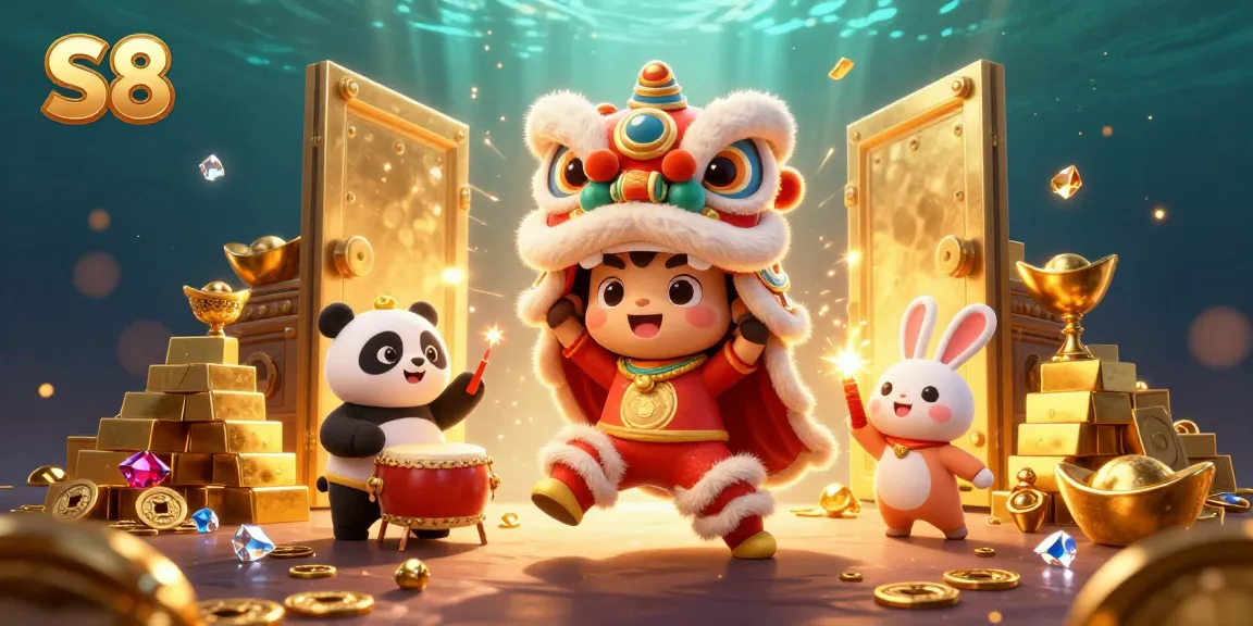 Engage in the thrilling casino experience at S8 with vibrant characters and dynamic treasures.