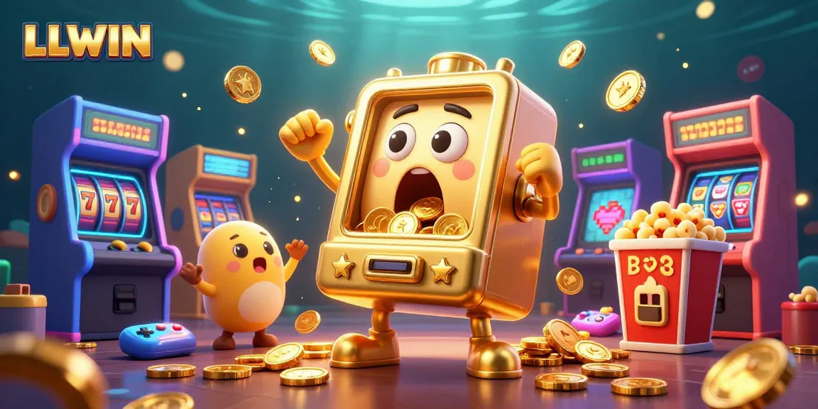 LLWIN's surprising win portrayed with a golden slot machine celebrating a jackpot amidst vibrant casino imagery.