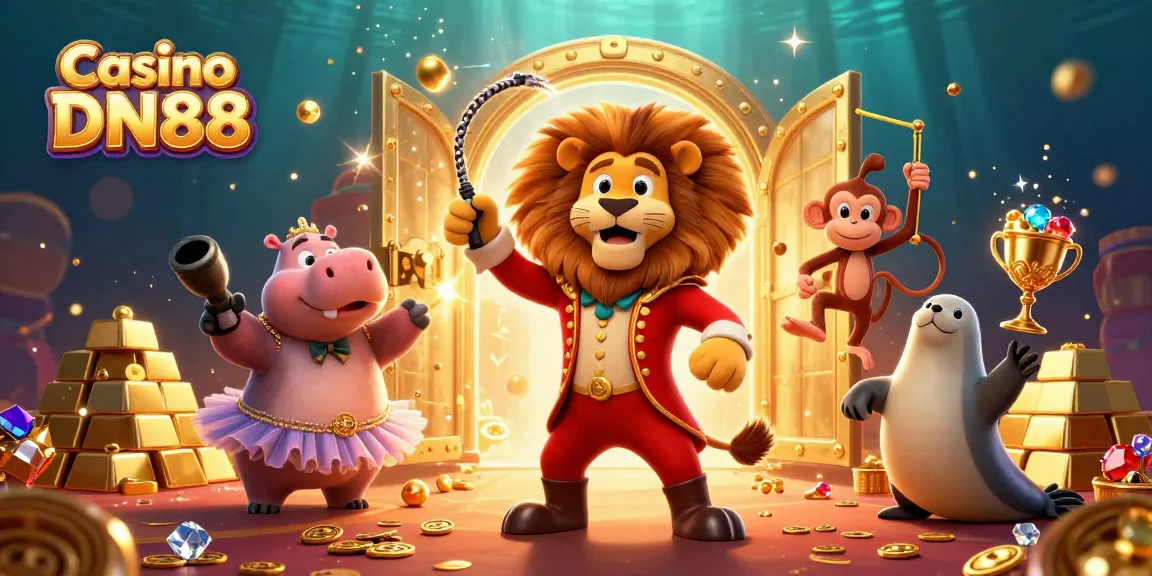 Experience thrilling moments at Casino DN88 with vibrant characters and dazzling treasures in an engaging 3D scene.