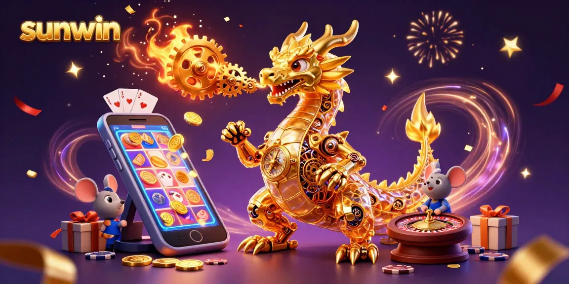 Engage in thrilling gameplay with sunwin, featuring a golden dragon and diverse casino elements.