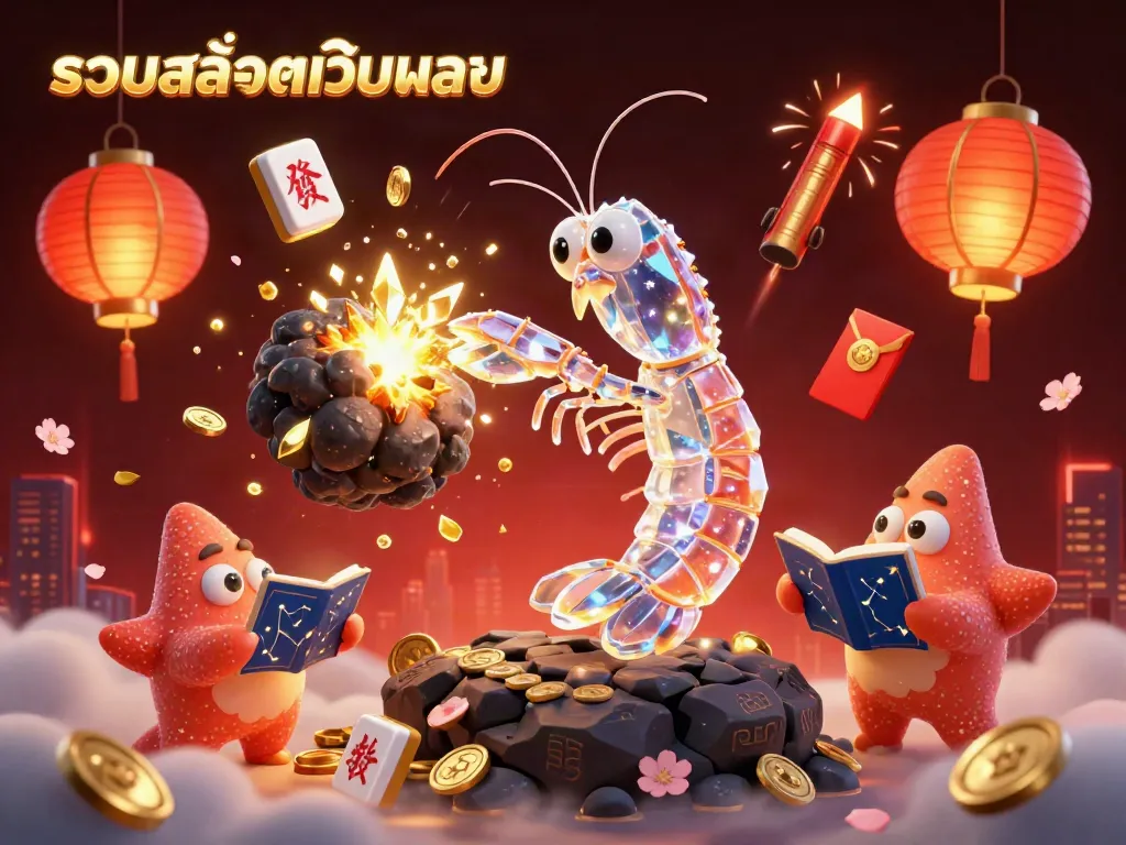 Engage with เกมคาสิโน fascinatingly illustrated, showcasing a vibrant scene of รวมสล็อตเว็บตรง enriched with galactic samurai mantis shrimp and starfish.
