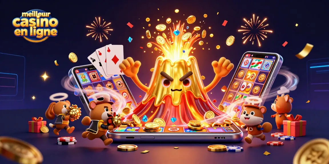 Jouez au meilleur casino en ligne avec cette illustration dynamique d'une scène de jackpot