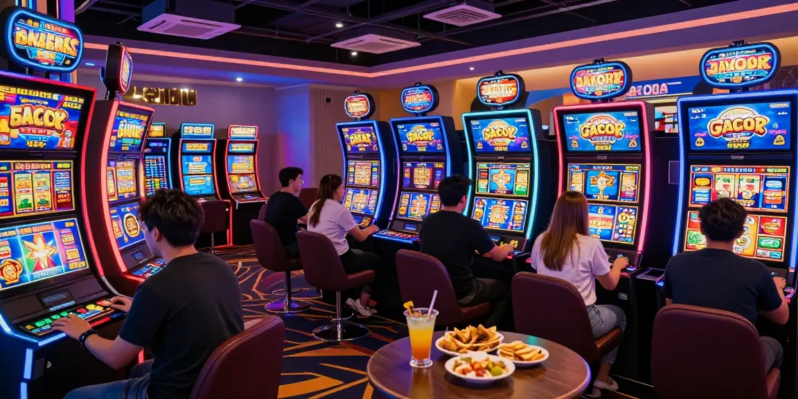 Engaged players enjoying slot gacor games in a vibrant casino atmosphere
