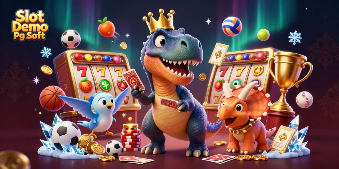 Spin the slot reels in this vibrant Slot Demo Pg Soft scene with playful dinosaur characters.