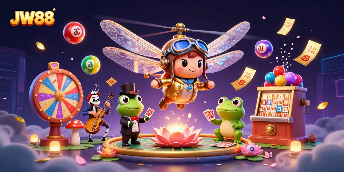 Engage in thrilling gameplay at JW88 with an exhilarating 3D illustration of a vibrant casino scene.