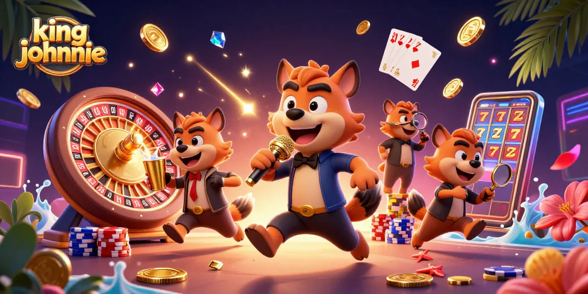 Experience the excitement of kingjohnnie casino with animated hyenas in comedy club and vibrant games.