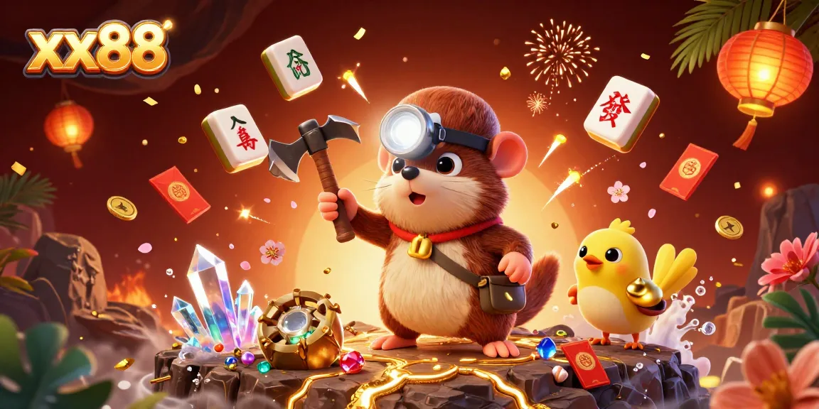 Join the adventure at xx88, where a treasure hunter mole and a canary meet in a dazzling cave!