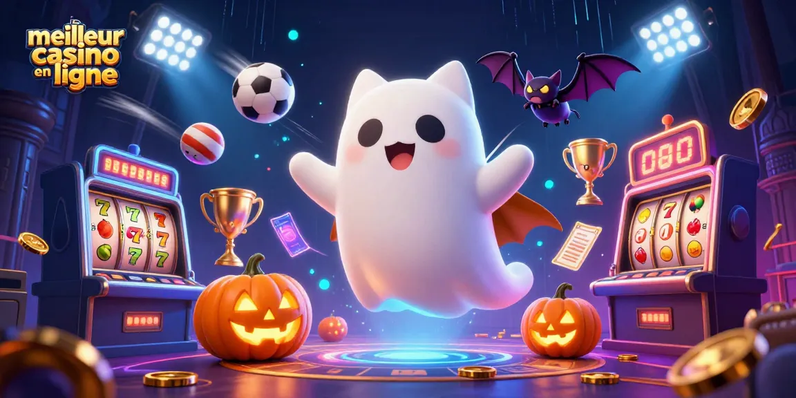 Capturer l'excitation au meilleur casino en ligne avec un chat fantôme et des machines à sous animées.