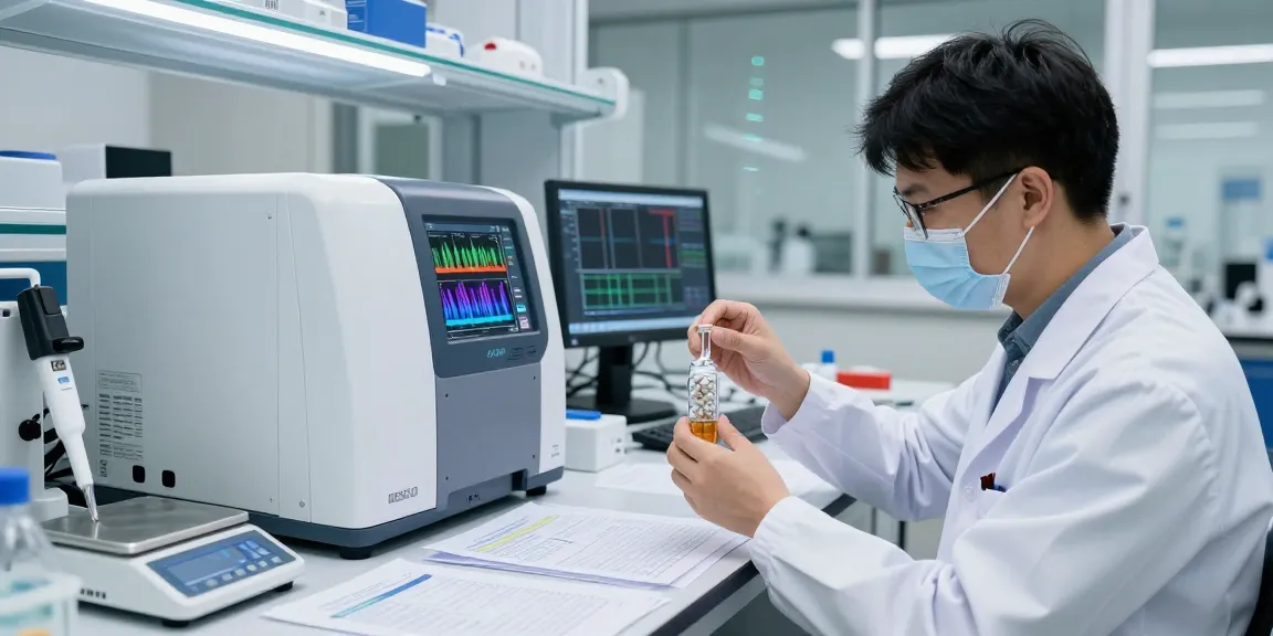 KLOW peptide stack analysis in a professional lab setting with advanced research equipment.