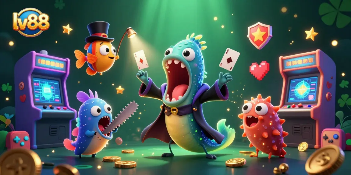 Engage with lv88's interactive gaming experience featuring vibrant characters and casino elements.