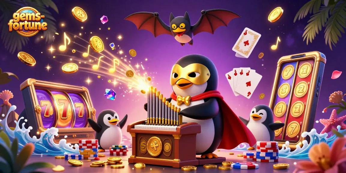 Experience gems-fortune as a penguin plays an organ of gold coins with thrilling casino elements.