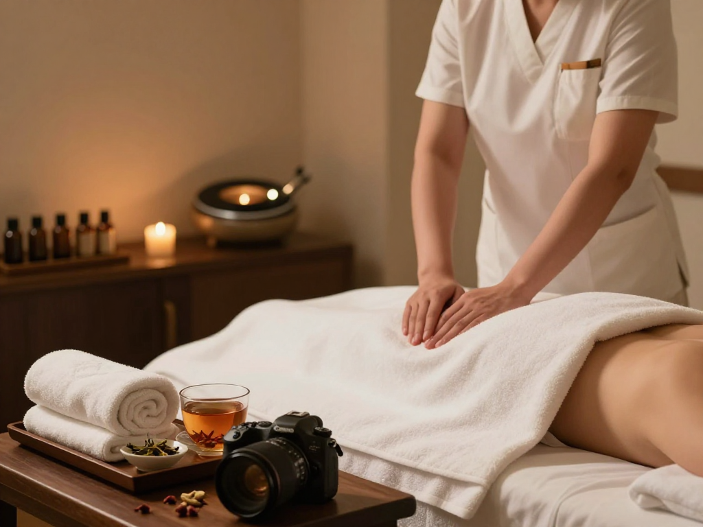Relaxing spa scene embodying mantra88 with soothing massage setup and calming atmosphere.