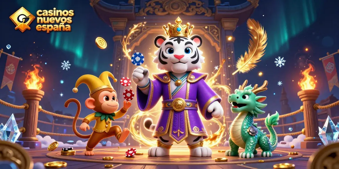 Ilumina tus apuestas en los casinos nuevos online España con un tigre y un dragón animado.