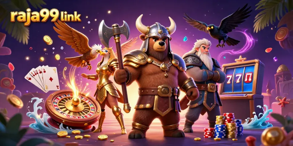 Engage with thrilling gaming action at raja99 link featuring dynamic characters and casino elements.