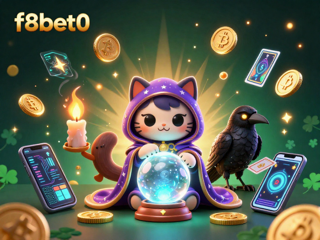 Engage with f8bet0's exciting online casino, featuring vibrant characters and crypto elements.
